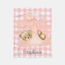 Pink Gingham und eine Niedliche Teddy Bear Girl Ba
