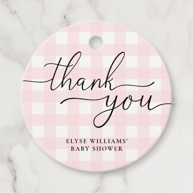 Pink Gingham Vielen Dank für Ihr Interesse am Roun Geschenkanhänger (Vorderseite)