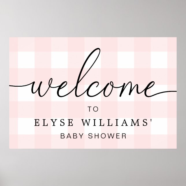 Pink Gingham Welcome Sign Poster (Vorne)