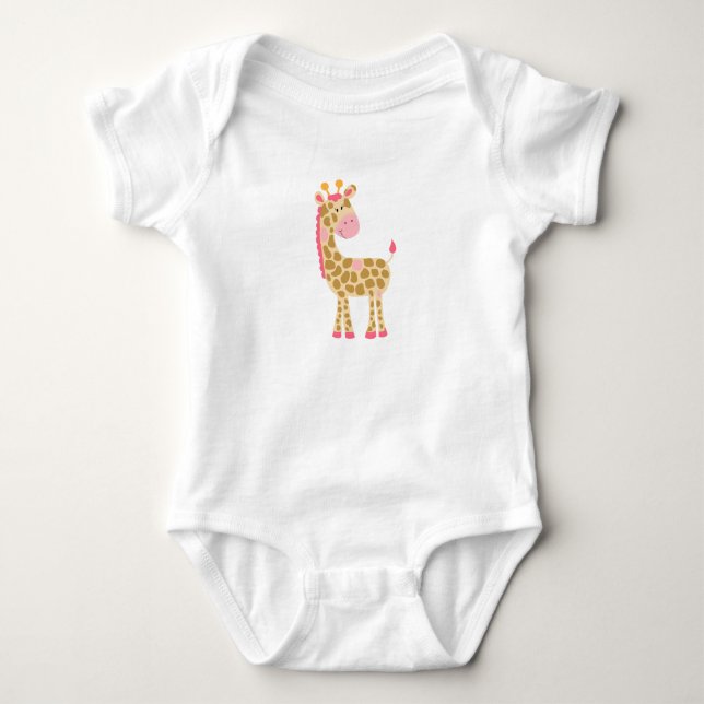 Pink Giraffe Baby Bodysuit Baby Strampler (Vorderseite)