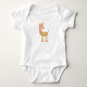 Pink Giraffe Baby Bodysuit Strampler