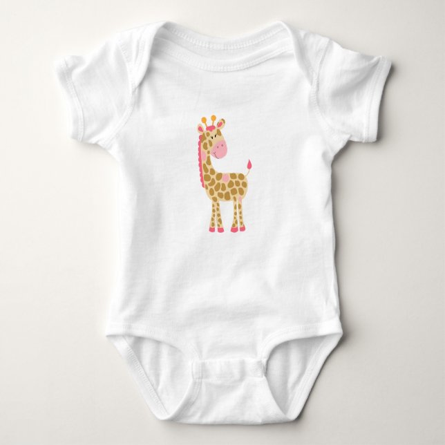 Pink Giraffe Baby Bodysuit Strampler (Vorderseite)