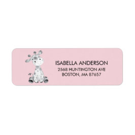 Pink Giraffe Baby Dusche Anschrift Etikett