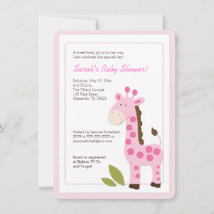 Pink Giraffe Girl Dusche Einladung