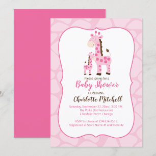 Pink Giraffe Girl Dusche Einladung