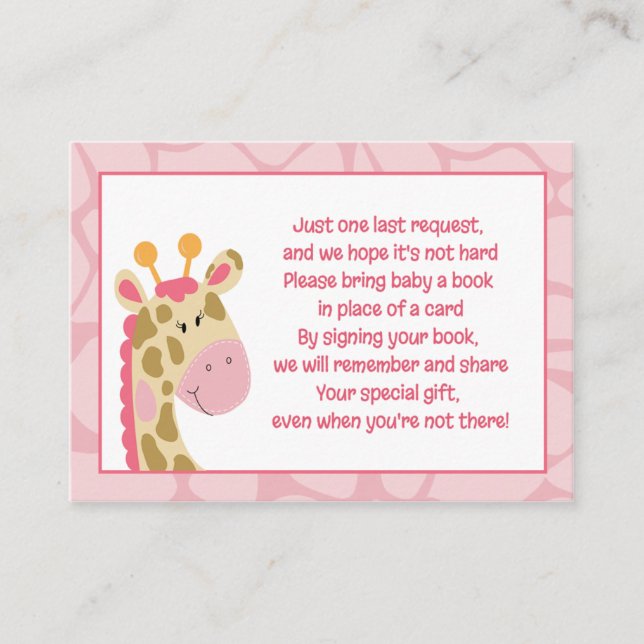 Pink Giraffe Girl Enclosure Book Request Cards Begleitkarte (Vorderseite)
