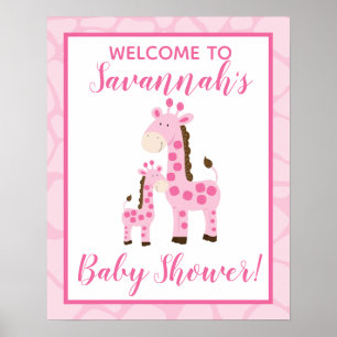 Pink Giraffe Girl Herzlich willkommen im Baby Dusc Poster
