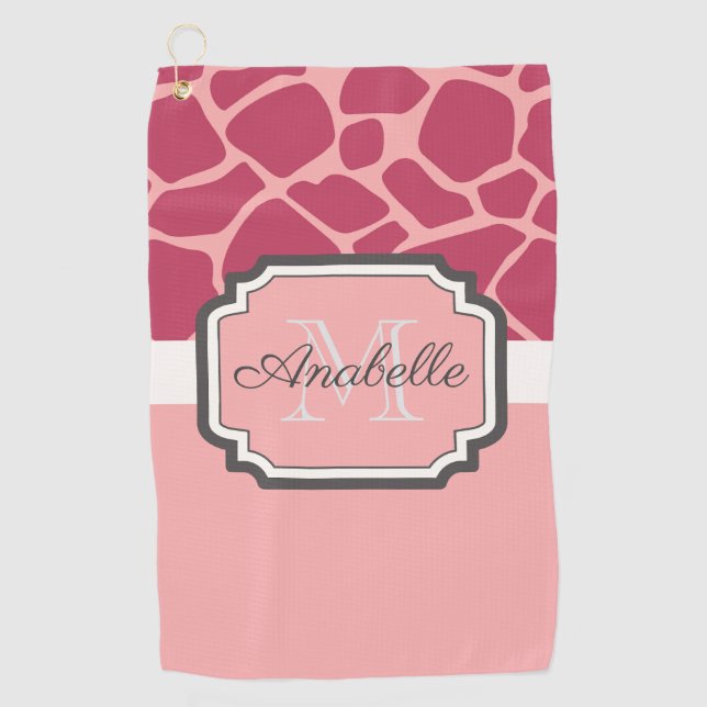 Pink Giraffe Muster Golfhandtuch (Vorderseite)