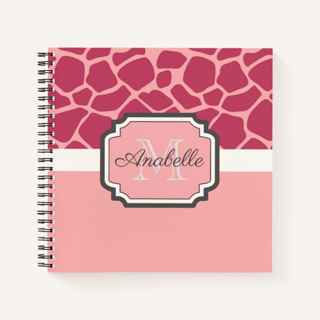 Pink Giraffe Muster Notizbuch (Vorderseite)