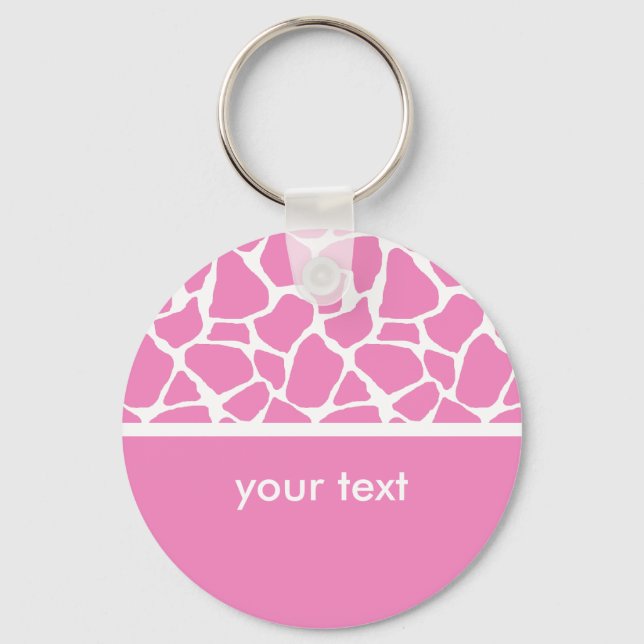 Pink Giraffe Print Customizable Key Chain Schlüsselanhänger (Vorderseite)