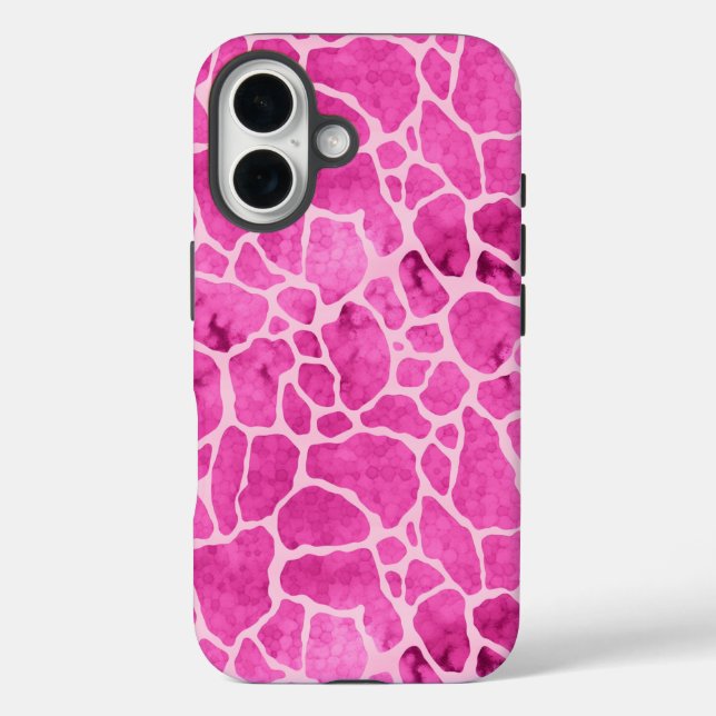 Pink Giraffe Skin Acid Wash Muster iPhone 16 Hülle (Rückseite)