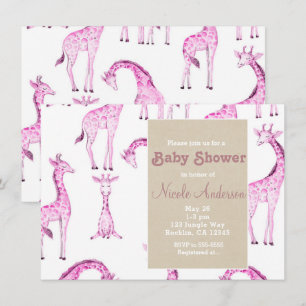 Pink Giraffen & Kraft Safari Whimsical Baby Dusche Einladung