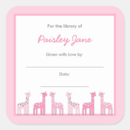 Pink Giraffes Girl Baby Shooting Platten Quadratischer Aufkleber