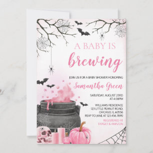 Pink Girl A Baby Braut Halloween Babydusche Einladung