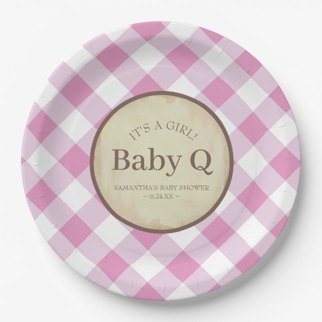 Pink Girl Baby Dusche Pappteller (Vorderseite)