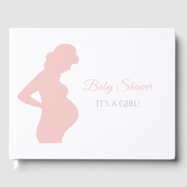 Pink Girl Baby Dusche Schwangere Babyschale Gästebuch (Vorderseite)
