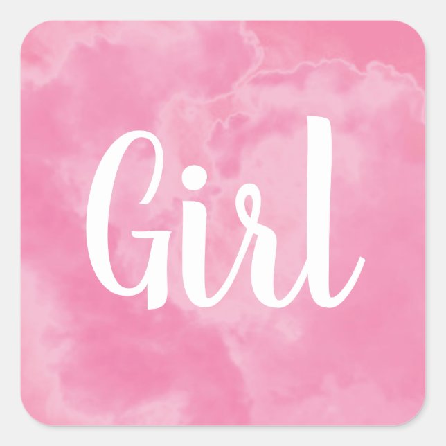 Pink Girl Baby Gender offenbaren Rauchbombe-Party Quadratischer Aufkleber (Vorderseite)
