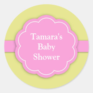 Pink Girl Baby Shower Stickers