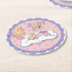 Pink Girl Babydusche Designpapier Untersetzer