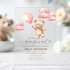 Pink Girl Babydusche mit Pink und Beige warten Acryleinladungen