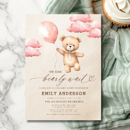 Pink Girl Babydusche mit Pink und Beige warten Einladung