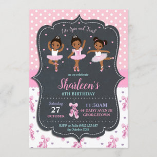 Pink Girl Ballerina Birthday Tutu Ballett Tanz Einladung