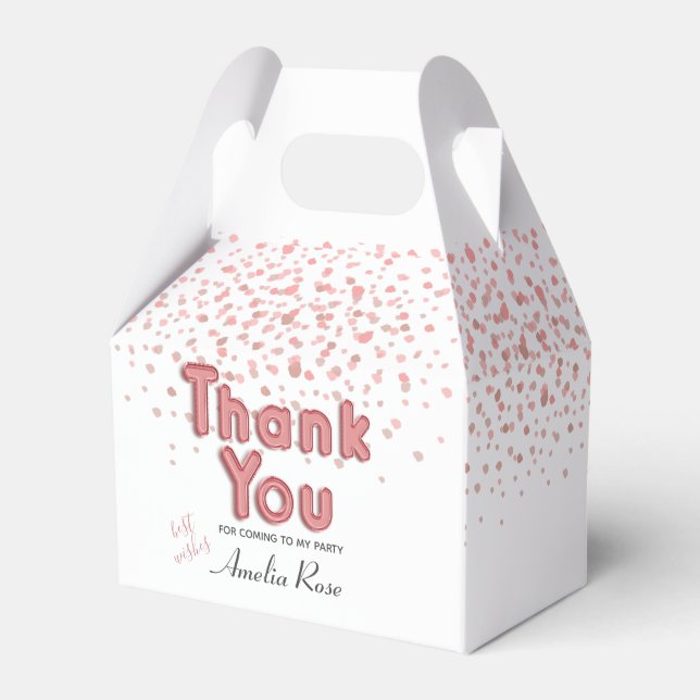 Pink Girl Balloon Text Confetti Vielen Dank Geschenkschachtel (Vorderseite)