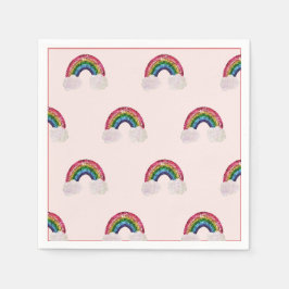 Pink Girl Birthday Rainbow Serviette