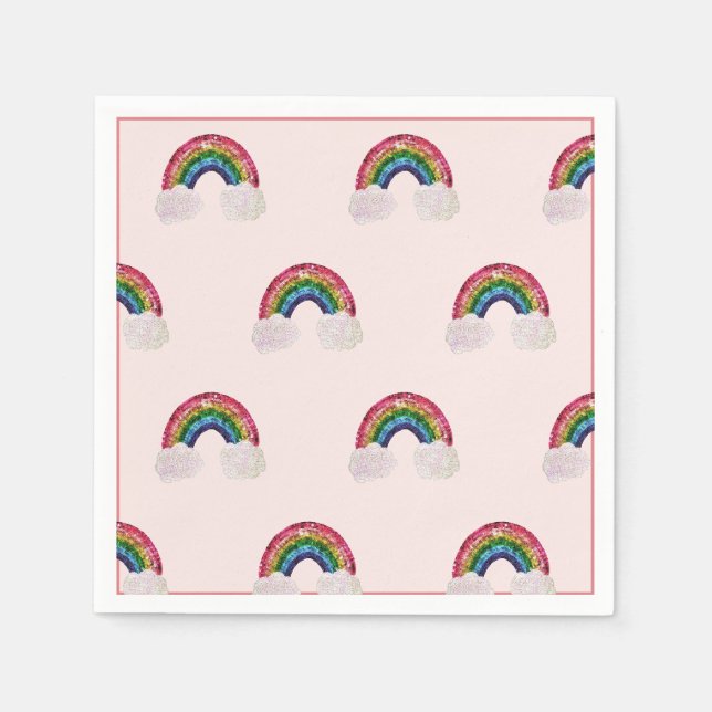 Pink Girl Birthday Rainbow Serviette (Vorderseite)