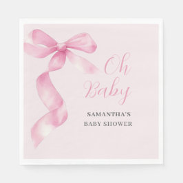 Pink Girl Bow Oh Baby Shower Serviette