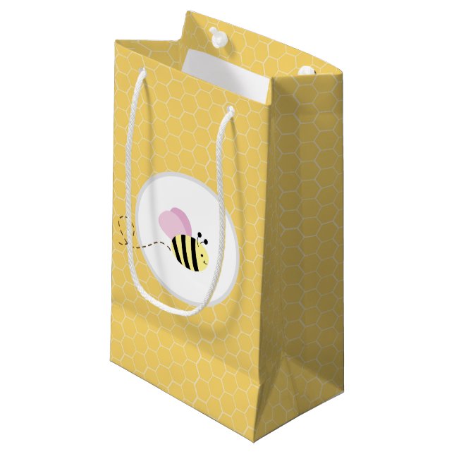 Pink Girl Bumble Bee Honeycomb Cadeau Sac (Devant Angle)