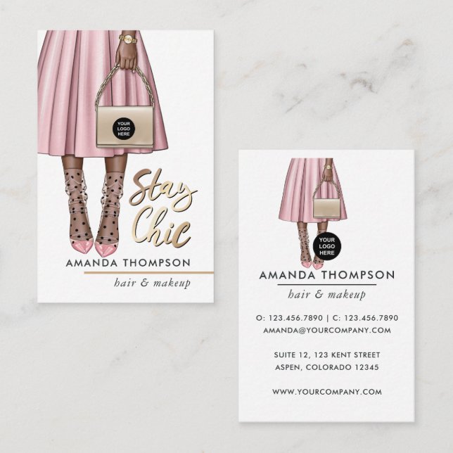 Pink Girl Business Card Visitenkarte (Vorne/Hinten)