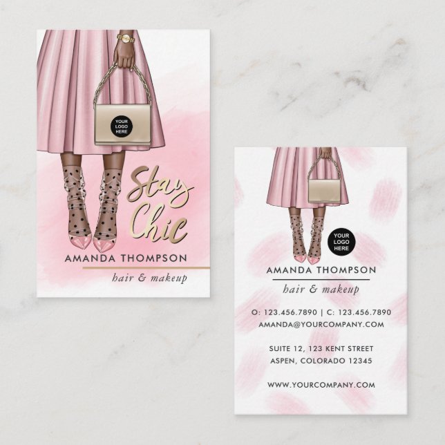 Pink Girl Business Card Visitenkarte (Vorne/Hinten)