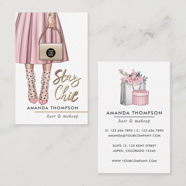Pink Girl Business Card Visitenkarte (Vorne/Hinten)