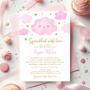 Pink Girl Cloud Sprinkler mit Liebe Baby Sprinkle Einladung
