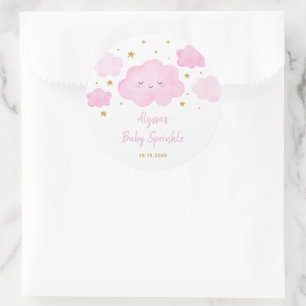 Pink Girl Cloud Stars Baby Sprinkle Runder Aufkleber