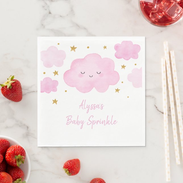 Pink Girl Cloud Stars Baby Sprinkle Serviette (Beispiel)