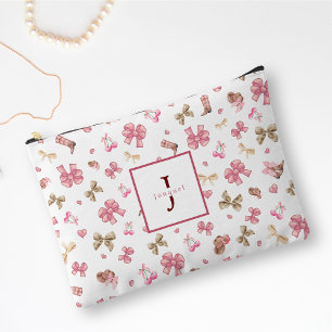 Pink Girl Cowgirl Coquette Muster Monogram Name Zubehörtasche