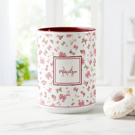 Pink Girl Cowgirl Western Pattern Mit Monogramm Tasse