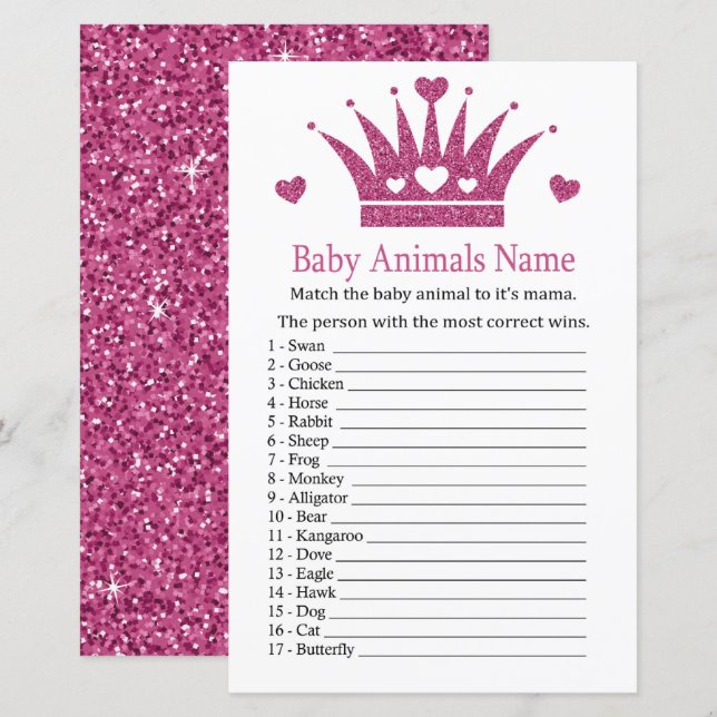 Pink Girl Crown Baby Animes Name Game (Vorne/Hinten)