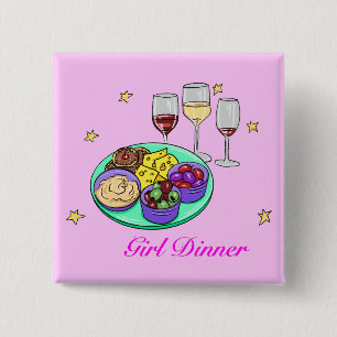 Pink Girl Dinner Abzeichen Button