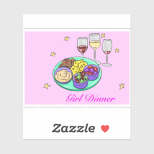 Pink Girl Dinner Vinyl Sticker