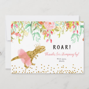 Pink Girl Dinosaur Vielen Dank Karte
