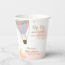 Pink Girl Hot Air Ballon Moon Star Baby Dusche