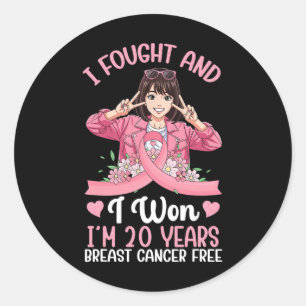 Pink Girl Ich kämpfte und gewann ich bin 20 Jahre  Runder Aufkleber
