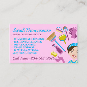 Pink Girl Janitorial Glove Schürze Maid Visitenkarte