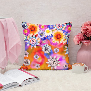 Pink Girl Künstlerisch Floral Collage Artwork Deco Kissen