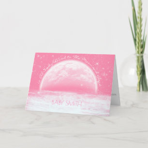 Pink Girl Liebe zum Mond und Back Baby Dusche Einladung