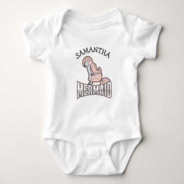 Pink Girl Mermaid Baby Strampler (Vorderseite)