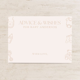 Pink Girl Minimal Baby Shower Advice and Wishes Begleitkarte